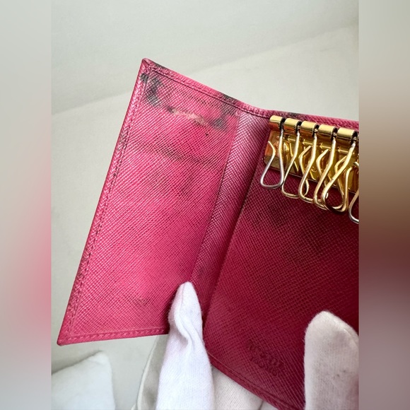 Prada Saffiano Leather Key Case 6 Key Holder - Pink Fuschia - Picture 10 of 14